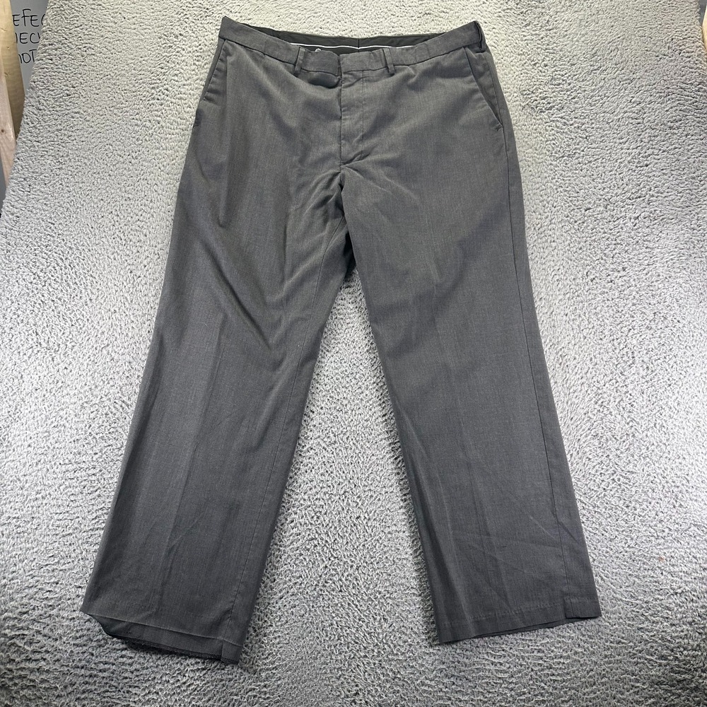 Haggar Pant Mens 40x30 Gray Polyester Dress Straight Classic‎ Stretch Business